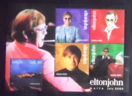 Imagem do bloco postal de Malta de 2003 Elton John
