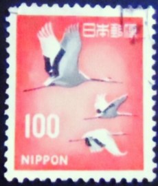 Selo postal do Japão de 1968 Red-crowned Cranes
