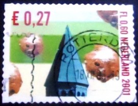 Selo postal da Holanda de 2001 Belltower and doughnut balls
