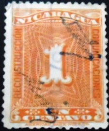 Selo da Nicarágua de 1933 Postal Tax Stamp with a control mark overprinted