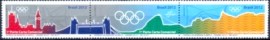 Se-tenant postal do Brasil de 2015 Entrega da Bandeira Olímpica