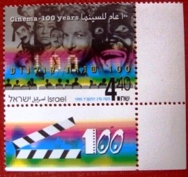 Selo postal aéreo de Israel de 1995 - 100 Anos do Cinema