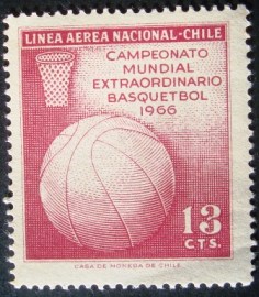 Selo postal aéreo do Chile 1966 - World Basketball Championship