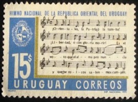 Selo postal do Uruguai de 1971 First Verse of National Anthem