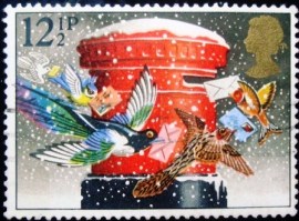 Selo postal cmomemorativo do Reino Unido de 1983 - 'Christmas Post'