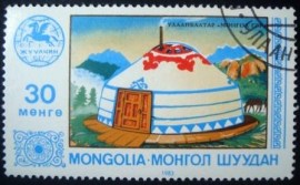 Selo postal comemoraitvo da Mongólia de 1983 Mongolian Skin Tent