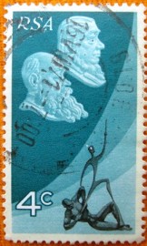 Selo postal comemoraivo Africa do sul 1971 Presidents Steyn and Kruger