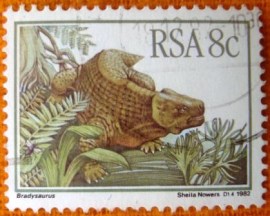 Selo postal comemoraivo Africa do sul 1982 - Bradysaurus