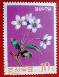 selo postal comemorativo da Coreia do Noirte de 1975 - Wild apple