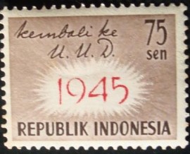 Selo postal comemorativo da Indonesia Readoption of 1945 Constitution 50