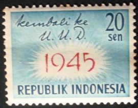Selo postal comemorativo da Indonesia Readoption of 1945 Constitution 20