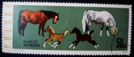 Selo postal comemorativo da Polonia de 1963 Arab Mares and Foals