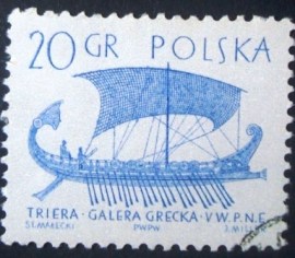 Selo postal definitivo Polonia de 1963 Greek trireme