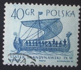 Selo postal definitivo Polonia de 1963 Scandinavian Gokstad