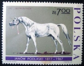 Selo postal comemorativo da Polonia de 1967 Stallion Skowronek