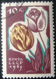 Selo postal comemorativo a União Sovietica 1965 Tulips