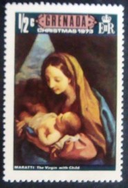 Selo postal comemorativo de Grenada de 1973 - Madonna and child