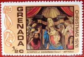 Selo postal comemorativo de Grenada de 1976 - Altarpiece of St. Barnaba
