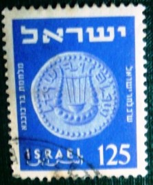 Selo postal comemorativo de Israel de 1954 - Coins 125