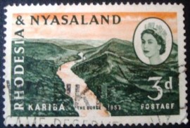 Selo postal comemorativo de Rhodesia e Nyasaland de 1960 Kariba Gorge