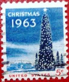 Selo postal dos Estados Unidos de 1963 Tree and White House