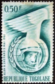 Selo postal comemorativo Togo 1962 Alan Shepard