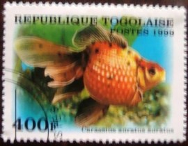 Selo postal comemorativo Togo 1999 Comet-tailed Goldfish (Carassius auratus)