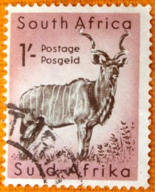 Selo postal definitivo África do Sul 1960 Greater Kudu