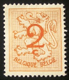 Selo postal definitivo Bélgica  1959 - Figure on heraldic lion 2c