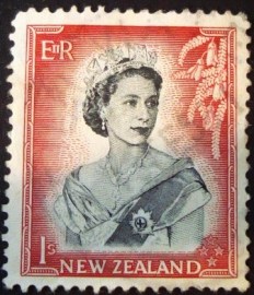 Selo postal da Nova Zelândia de 1954  Queen Elizabeth II 1