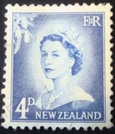 Selo postal definitivo da Australia de 1956 - Queen Elizabeth II Four Penny