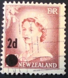 Selo postal definitivo da Australia de 1958 - Queen Elizabeth II 2d SURCHARGE