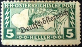 Selo postal da Áustria de 1919 Overprint Deutschösterreich 5 n