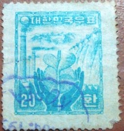 Selo postal Coréia do Sul 1956 Reconstrução