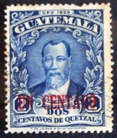 Selo postal definitivo da Guatemala de 1939 - Justo Rufino Barrios 2c red