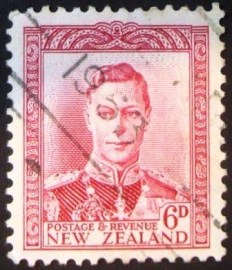 Selo postal definitivo da Nova Zelandia de 1947 - King George VI 6