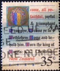 Selo postal definitivo da Nova Zelandia de 1988 - All Ye Faithful