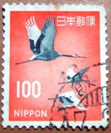 Selo postal definitivo do Japão de 1968 - Red-crowned Crane