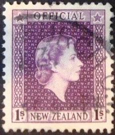 selo postal oficial da Nova Zelandia de 1954 - Queen Elizabeth II 1s