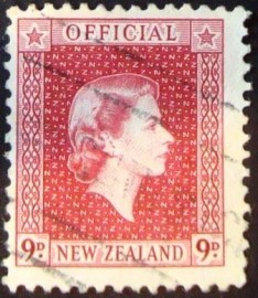 selo postal oficial da Nova Zelandia de 1954 - Queen Elizabeth II 9p