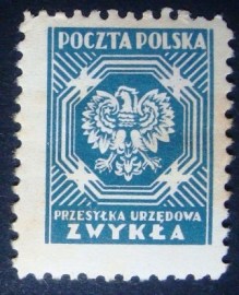 Selo postal Oficial da Polonia de 1950 Eagle in octagonal frame