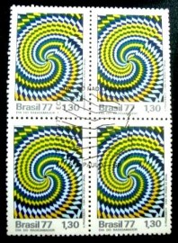 Quadra de selos postais do Brasil de 1977 Radio Amador SP