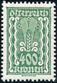 Selo postal da Áustria de 1922 Symbolism Ear of Corn 400 B