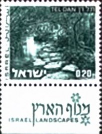 Selo postal de Israel de 1973 Tel Dan
