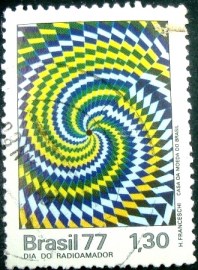Selo postal do brasil de 1977 Radioamador  U