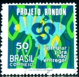 Selo postal do Brasil de 1970 Projeto Rondon U