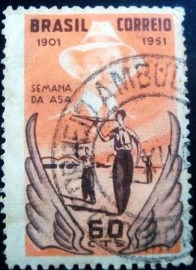 Selo postal do Brasil de 1951 Santos Dumont