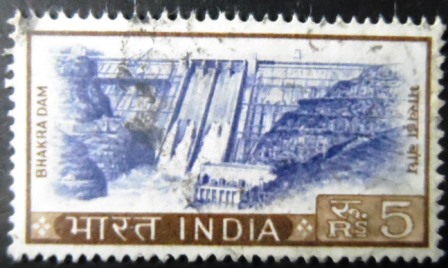 Selo postal da Índia de 1967 Bhakra Dam