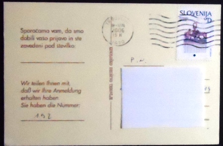 Cartão postal da Eslovênia de 2005 Kinolosko Drustvo Trbovlje