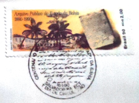 FDC Oficial de 1990 nº 489 Arquivo Público Bahia 7965